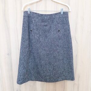 Talbots Womens Tweed Skirt Size 8 Gray Speckled Wool Blend Preppy Career Classic